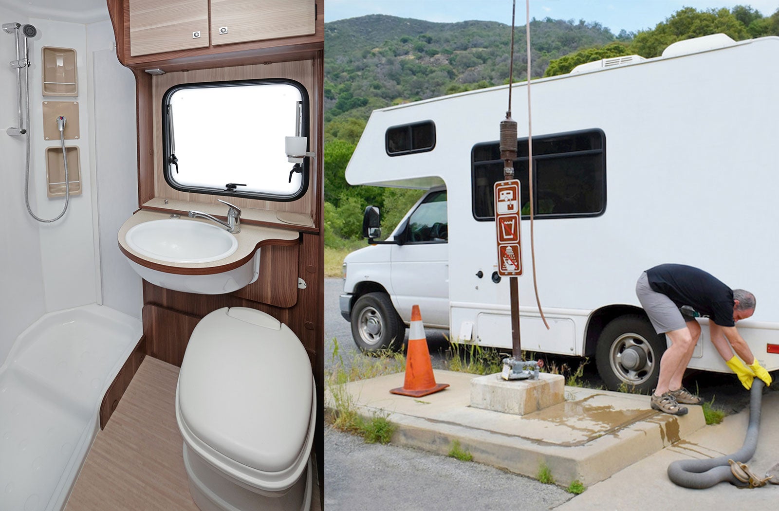Portable RV/camper toilet and holding tank setup in Gaithersburg, Maryland